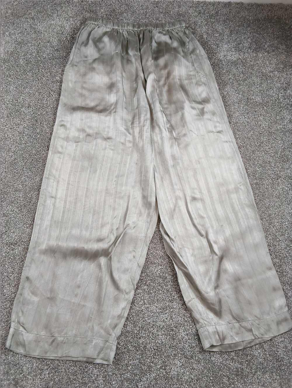 Flax by Jeanne Engelhart Rayon Pants Womens Medium Gray Wide Leg Elastic Waist